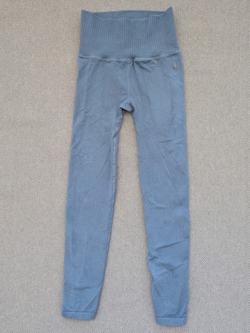 Free People Blue High-Waist Ribbed Leggings Xs
